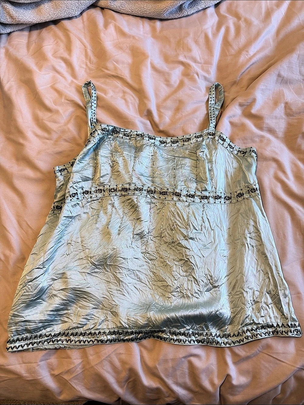 American Eagle Outfitters Silver Beaded Camisole Size 14